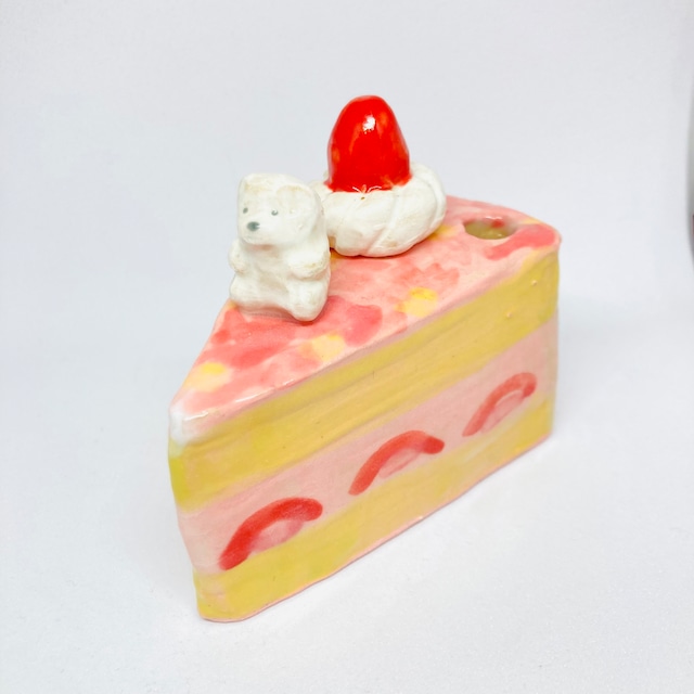 しろくま ショートケーキの一輪挿し/ すずきたまみ / 陶芸作品