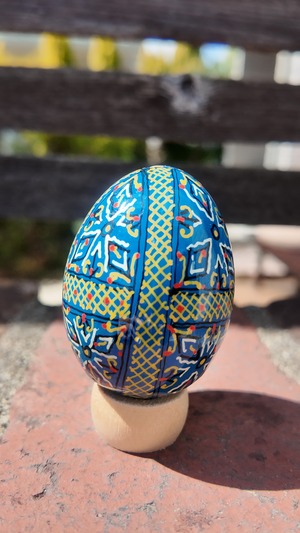 装飾用木製プィサンカ（イースターエッグ）with stand　コロミヤモデル