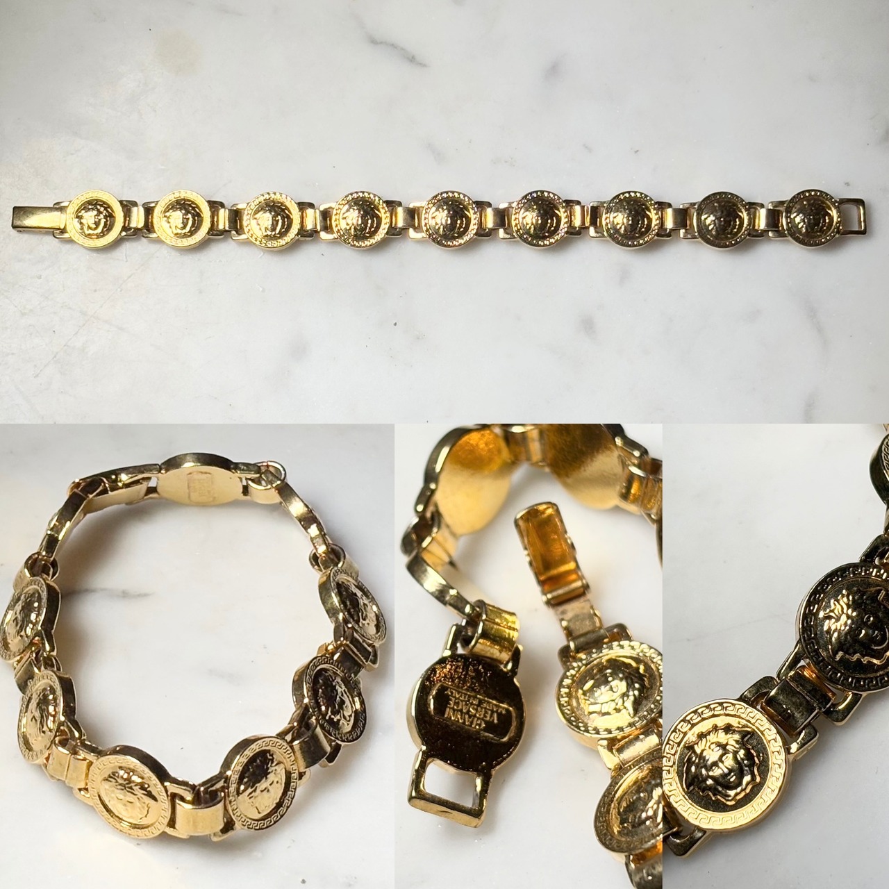 vintage GIANNI VERSACE gold metal medusa bracelet