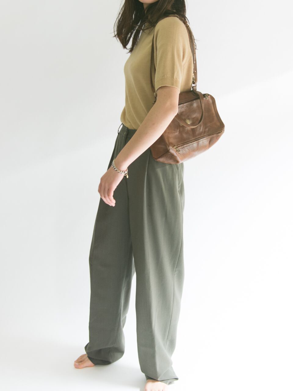 【Made in Italy】Vegitable tanned leather shoulder bag（イタリア製 レザーショルダーバッグ）1c