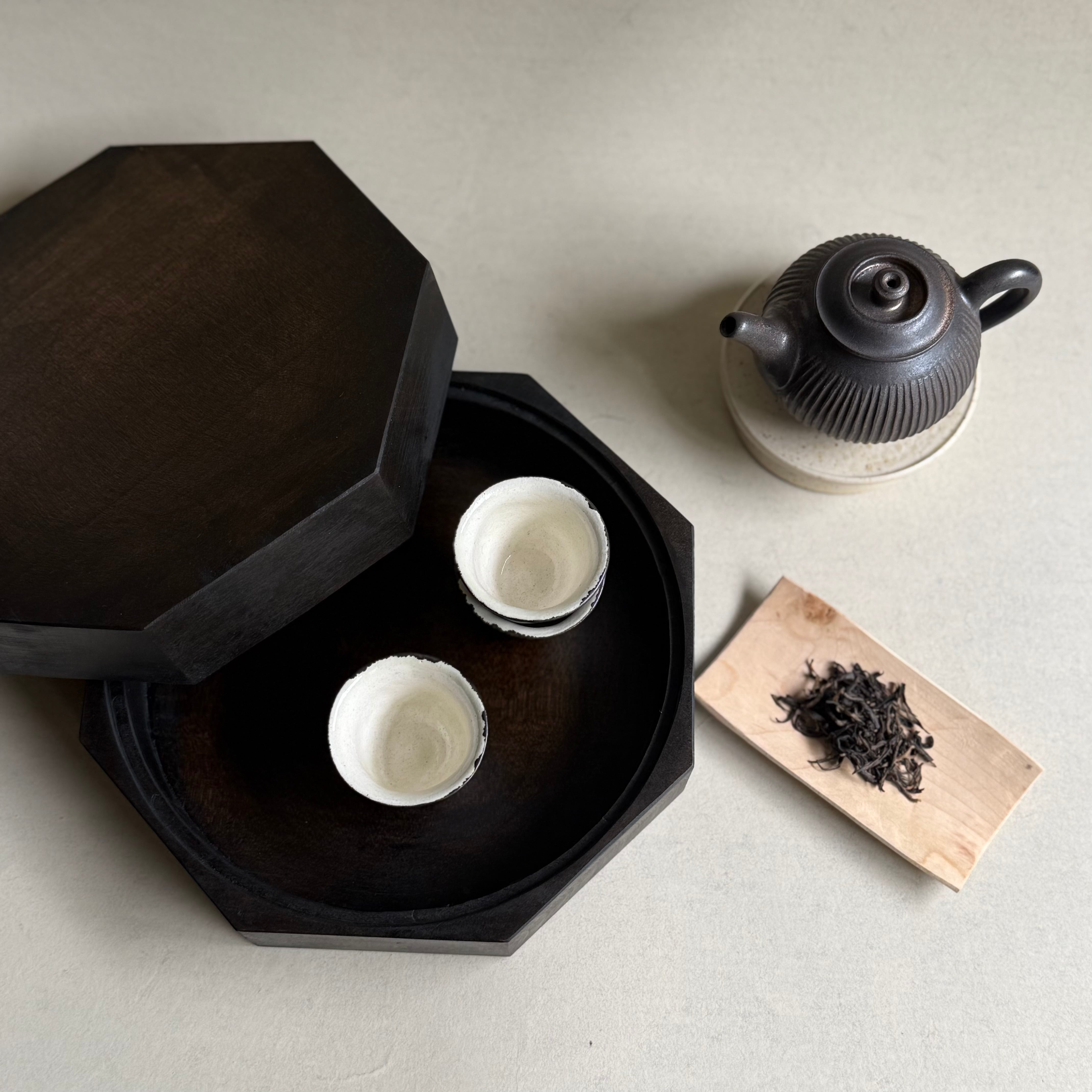 徒慈　茶盤　六角盆　新品未使用　サクラ　黒漆 徒爾 茶則 サクラ 無塗装 | gallery 一白