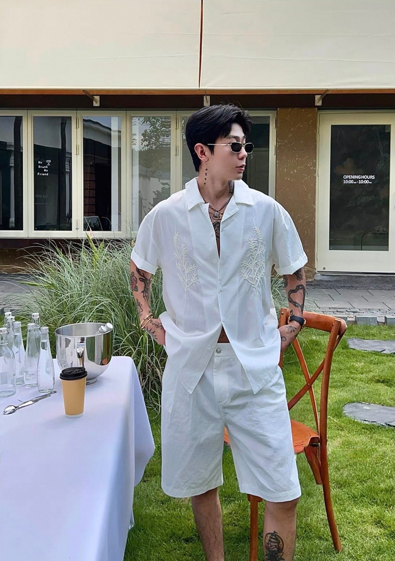 OXFREAK Botanical Stitch Open Collar Shirt / ボタニカルステッチオープンカラーシャツ