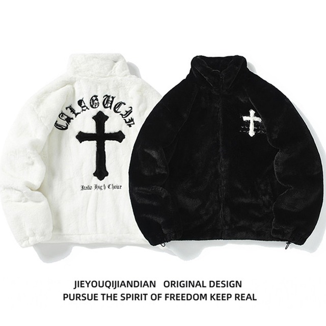 ♥十字架もふもふコート!【YITAIシリーズ】★アウター★ 綿入れ追加可能 ユニセックス 2color コート おしゃれ