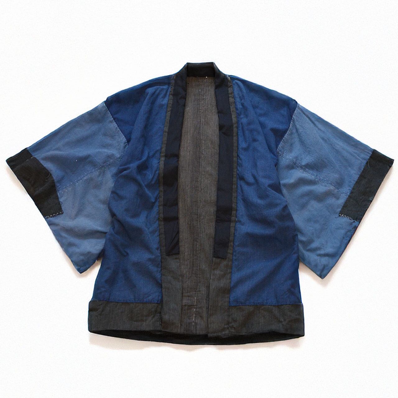 激レアパグパネル生地　ハンドメイド 野良着】藍染 ボディ×クレイジーパターン 襤褸リペア 綿 昭和初期