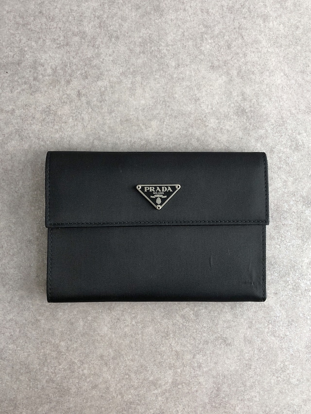 PRADA プラダ 財布 ブラック トライアングルロゴ レザー 3つ折り vintage ヴィンテージ オールド vdir46