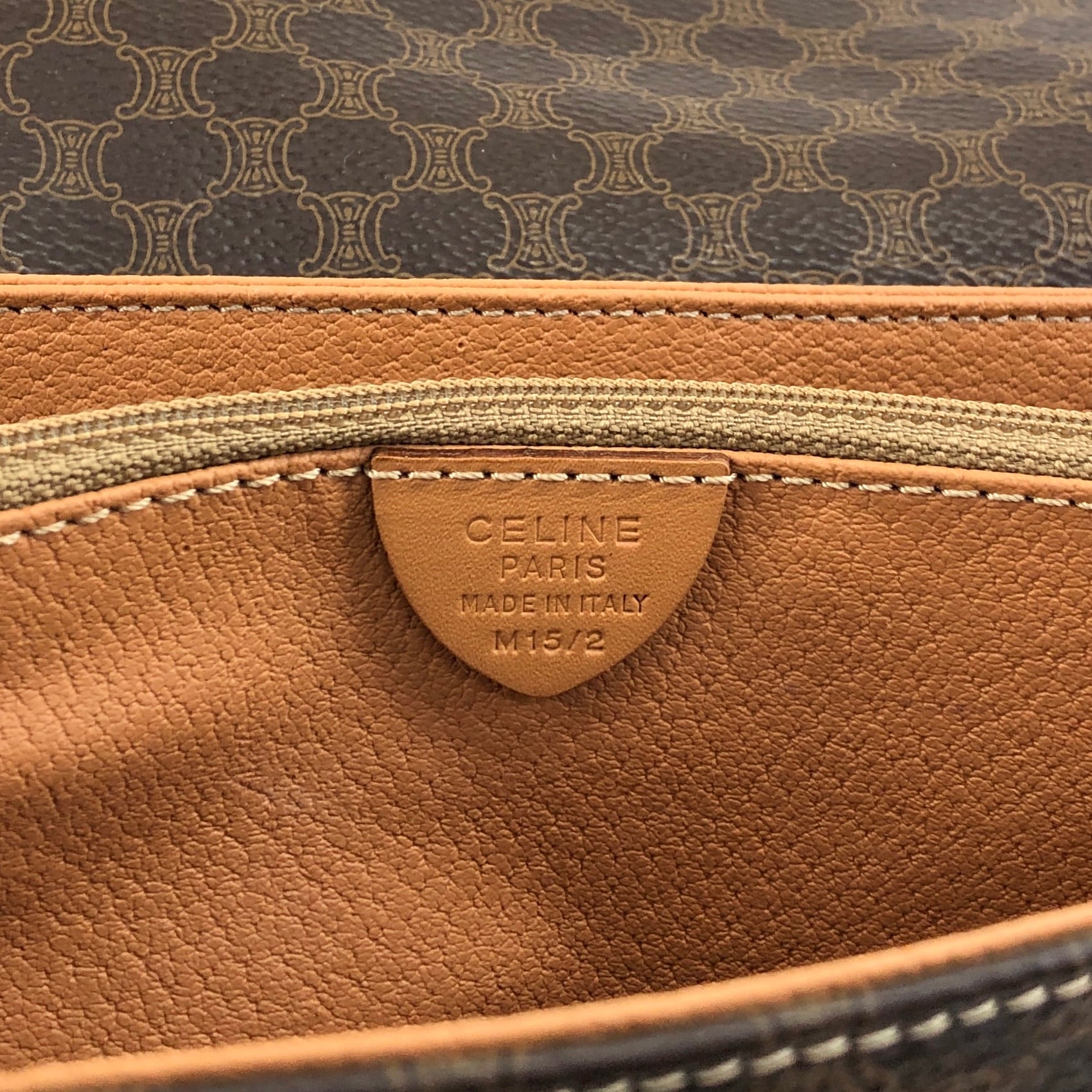 CELINE セリーヌ マカダム ショルダーバッグ ブラウン ブラゾン型押し