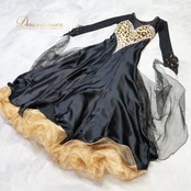 社交ダンス 衣装 チャコット Chacott スタンダードドレス スタンダード ドレス ワンピース 黒 デモ 競技 パーティ 発表会 ヒョウ柄 フリル レース フロート ブラック系 ベージュ系 光沢 スカート 大人用 フォーマル シンプル かわいい おしゃれ ダンスパーティ レディース キュート エレガント