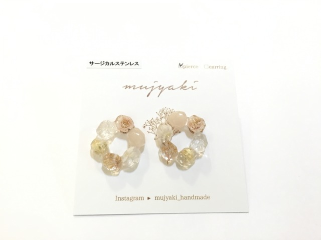 mujyaki こいしリースピアス ピンク