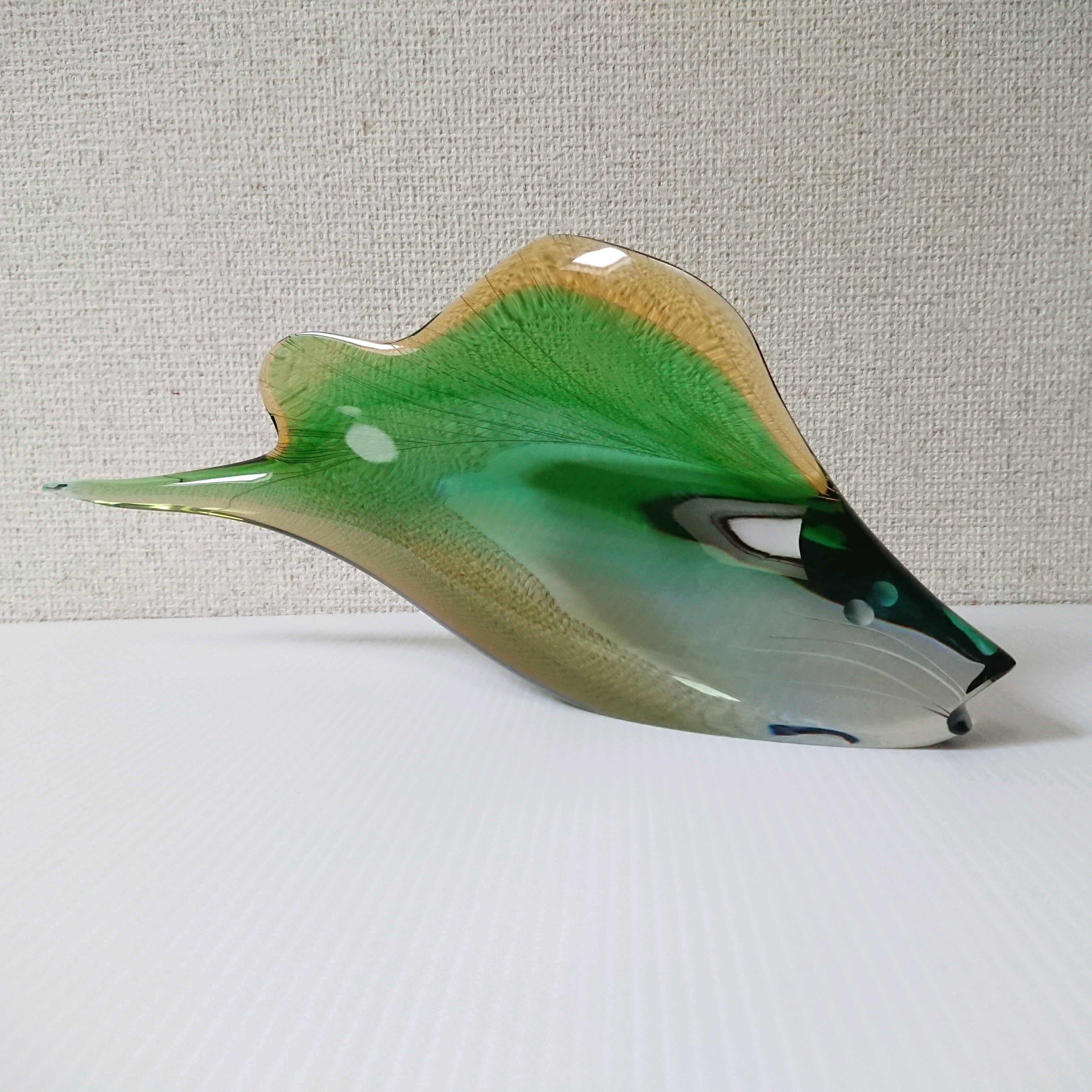 チェコ EXBOR フィッシュ アートガラスオブジェ 37cm ボヘミアガラス