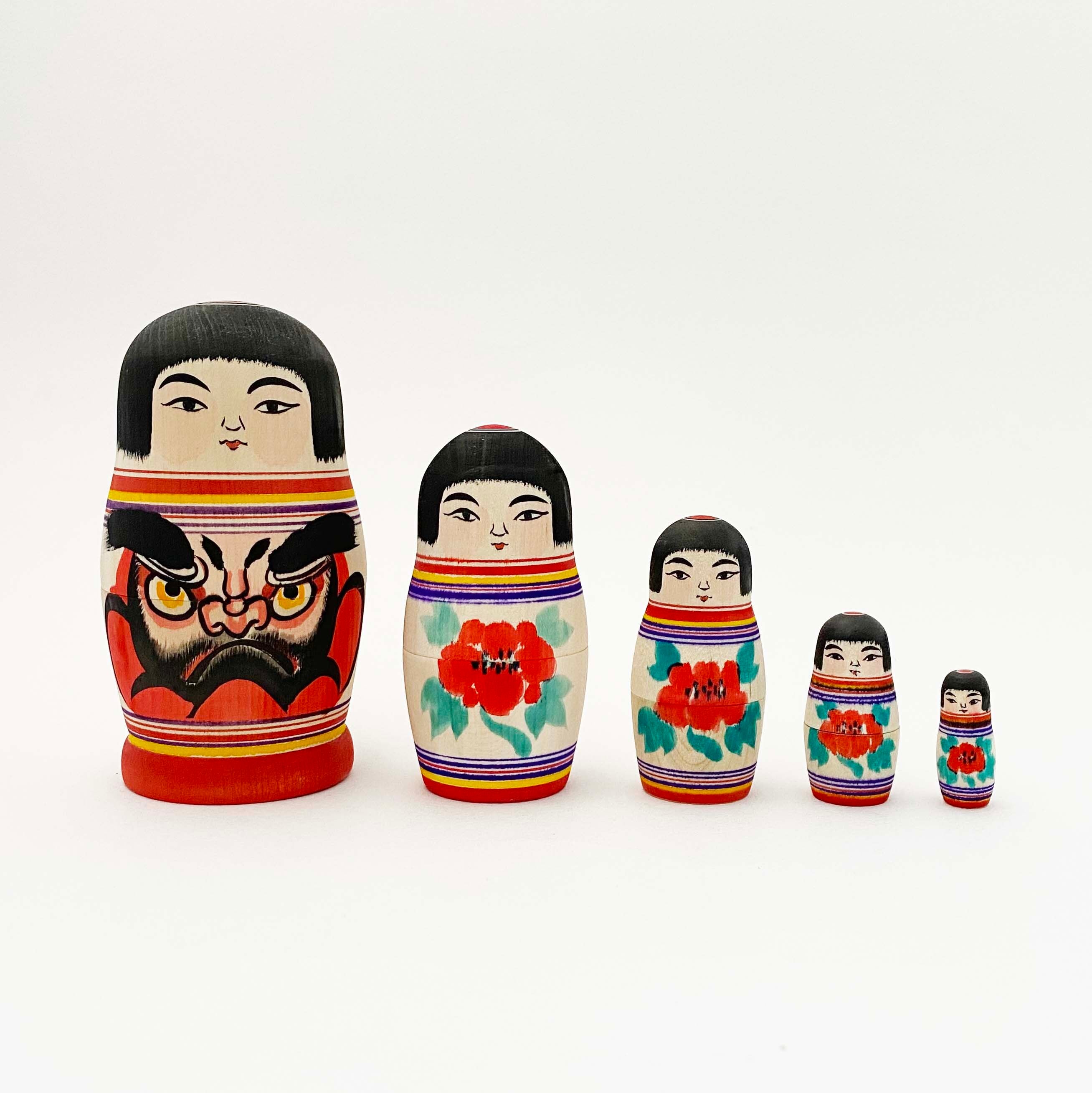 こけしのマトリョーシカ「伝統コケーシカ」（津軽系 阿保六知秀工人 / 5個組）幸兵衛型