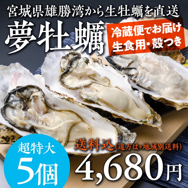 (0343)【超特大の生牡蠣を産地直送！】ブランド牡蠣！～夢牡蠣～　5個入
