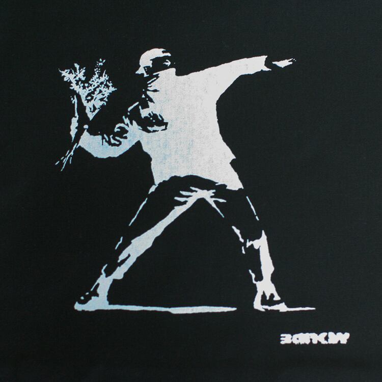 バンクシー　Banksy 花束を投げる男　キャンバス　ボード