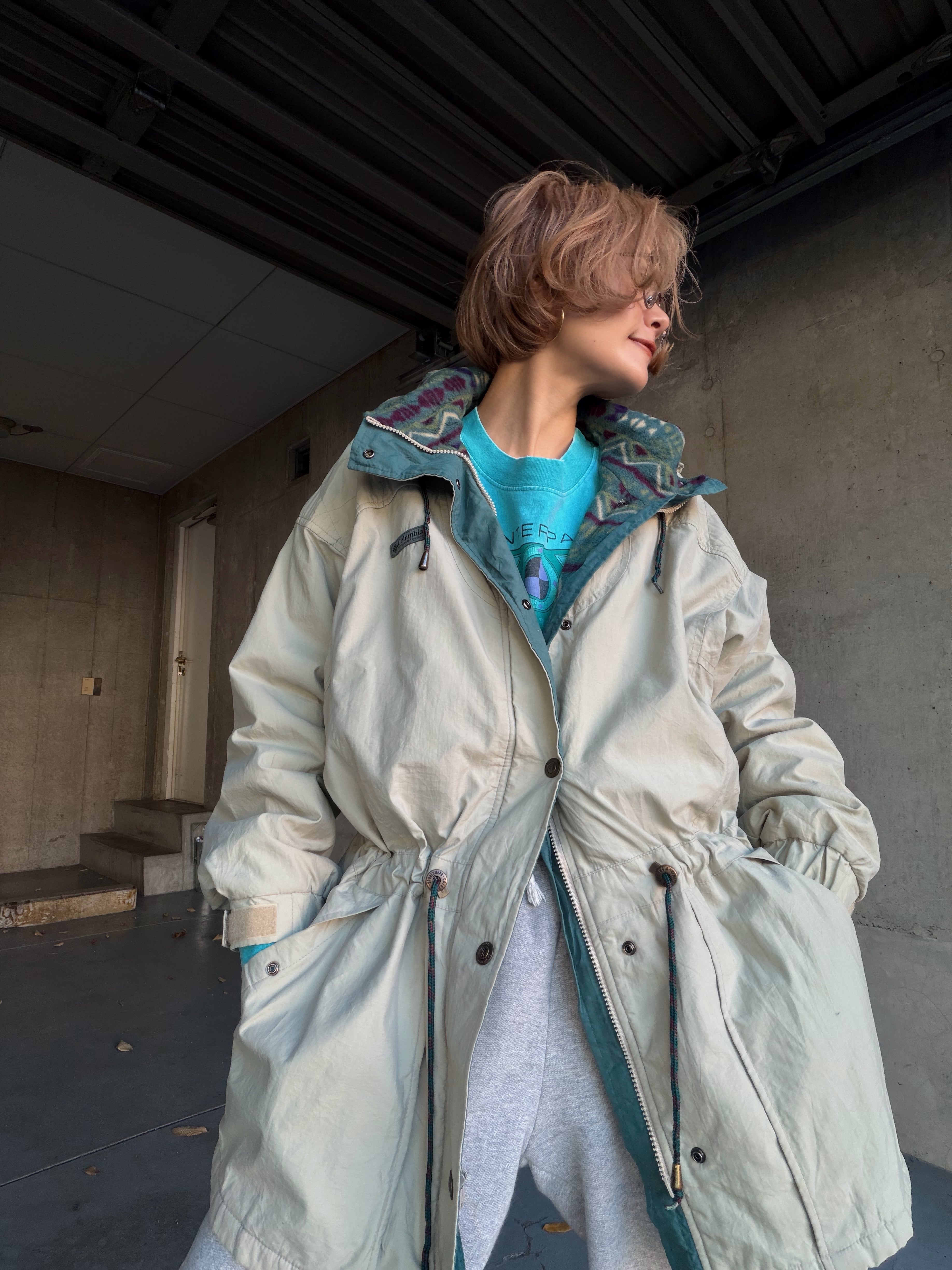 (OT1393)90’s Columbia Bugaboo native pattern lined jacket