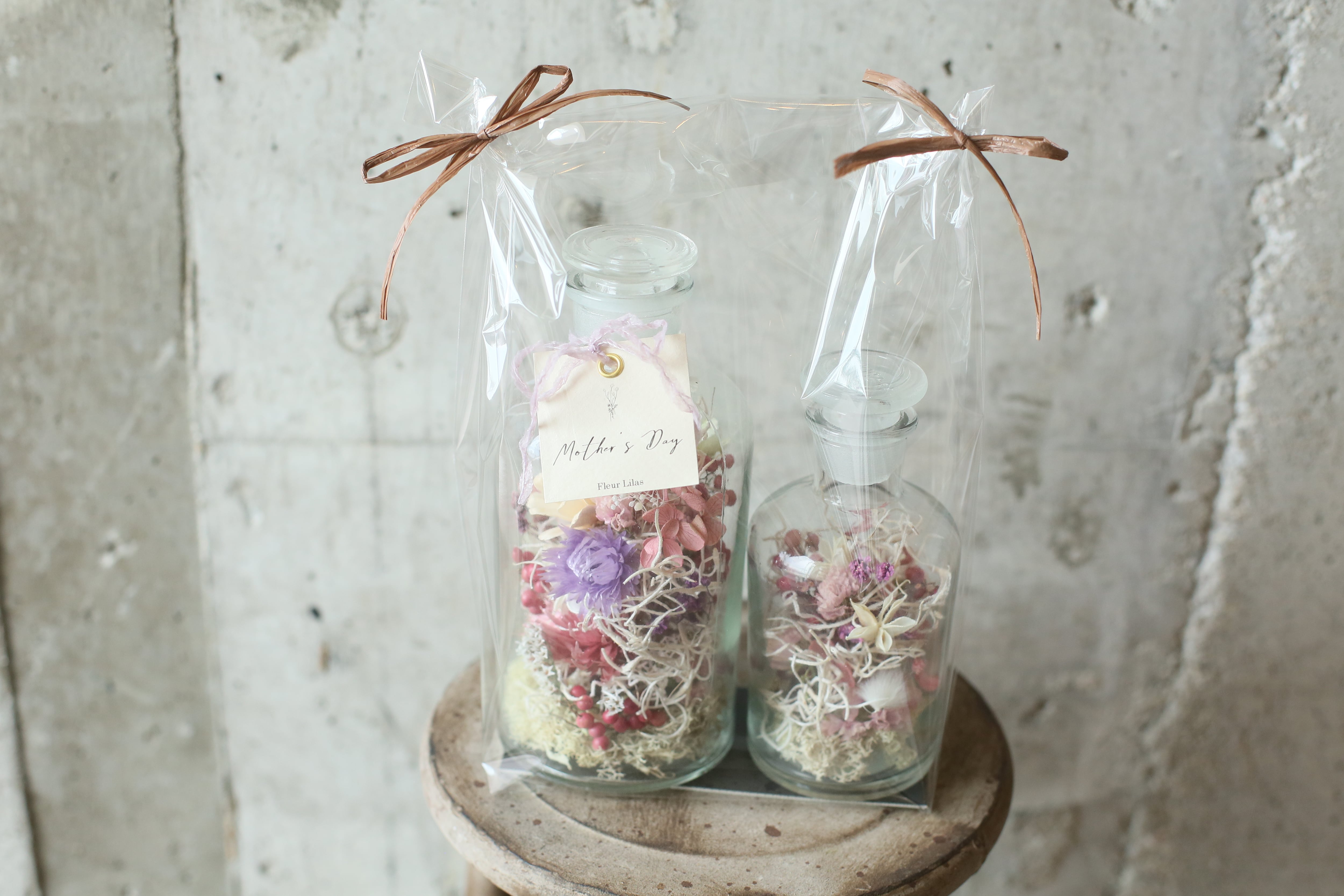 送料込み＊ガラス瓶のドライフラワーアレンジメント 2つセット