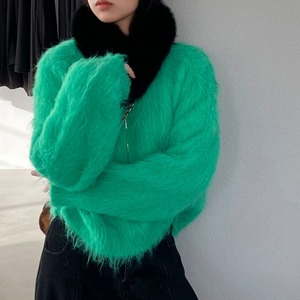 shaggy crew-neck knit　J00371