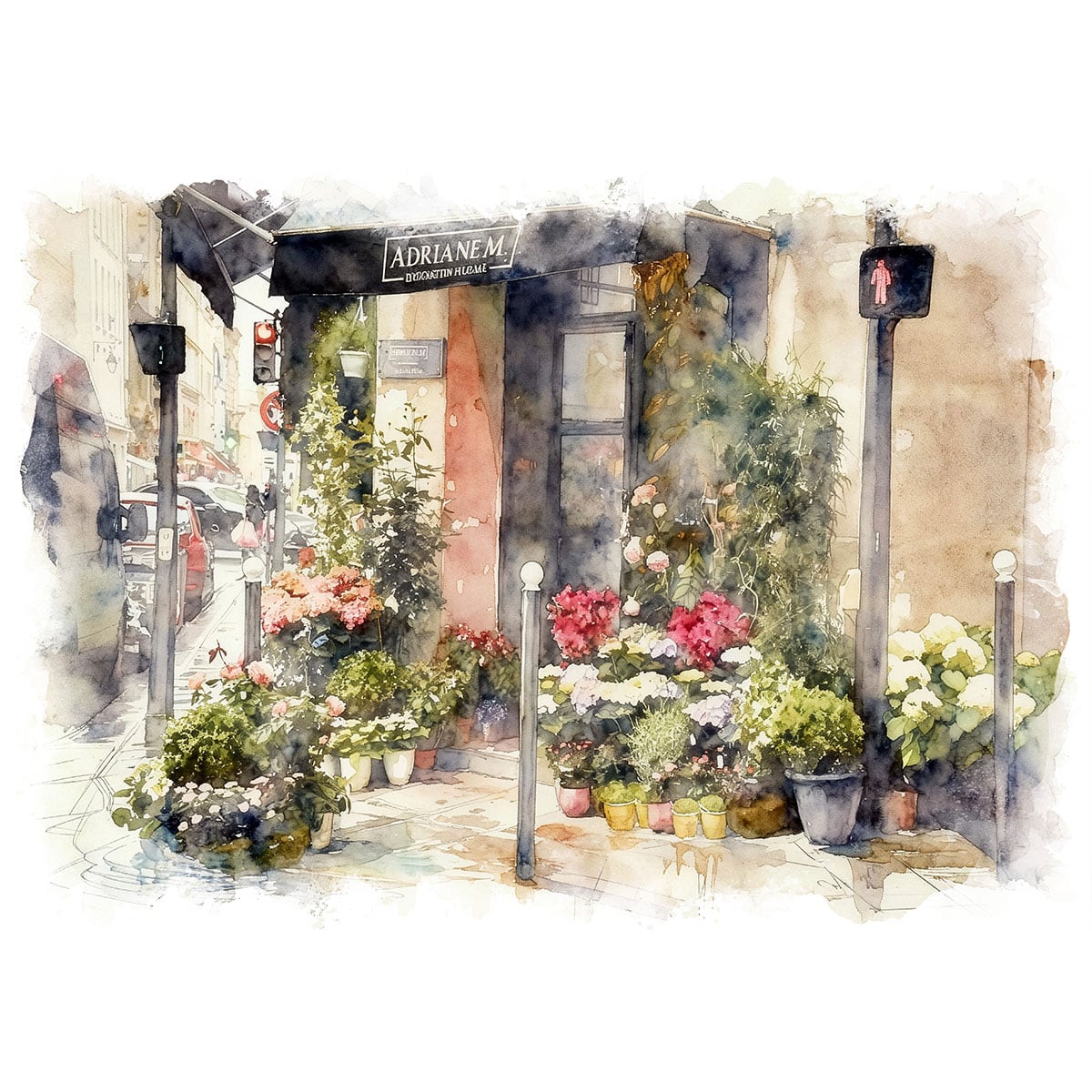 絵画 フランス 風景画(街並み) パリの花屋 インテリアアート額付き
