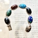 Vintage Taxco Stone Silver Chain Bracelet [MEXICO TAXCO SILVER & Multi Gems] Oval Heavy Design