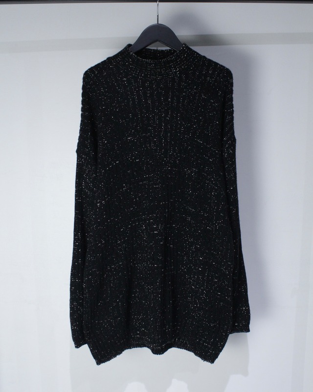 【Caka BLACK】Silver Glitter Vintage Loose Knit