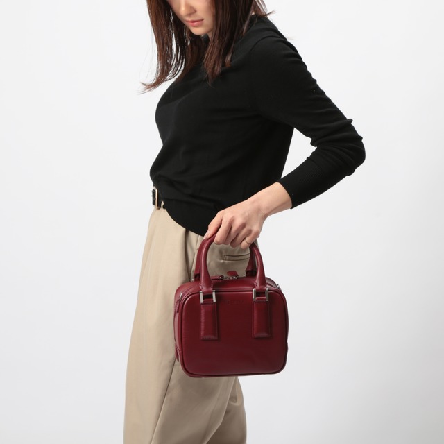 ミニボストンバッグ 2WAY ショルダーバッグ レザー［MBC025］Bordeaux ボルドー