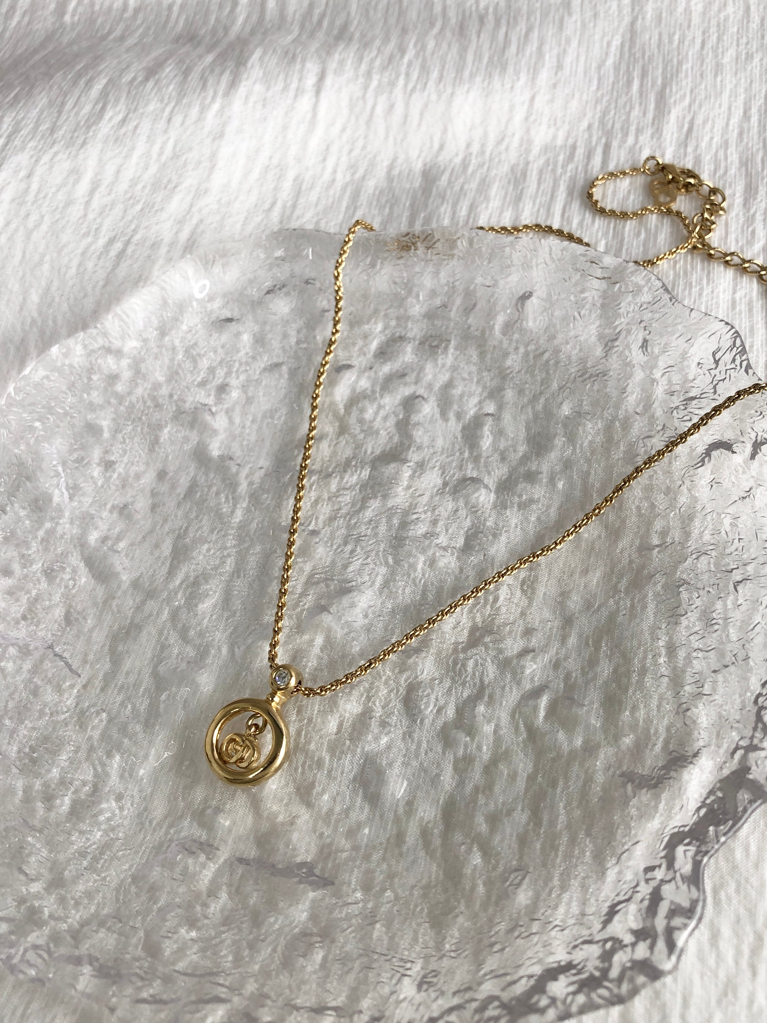 Christian Dior クリスチャン ディオール ネックレス ゴールド CD サークル vintage ヴィンテージ オールド vhi2zs