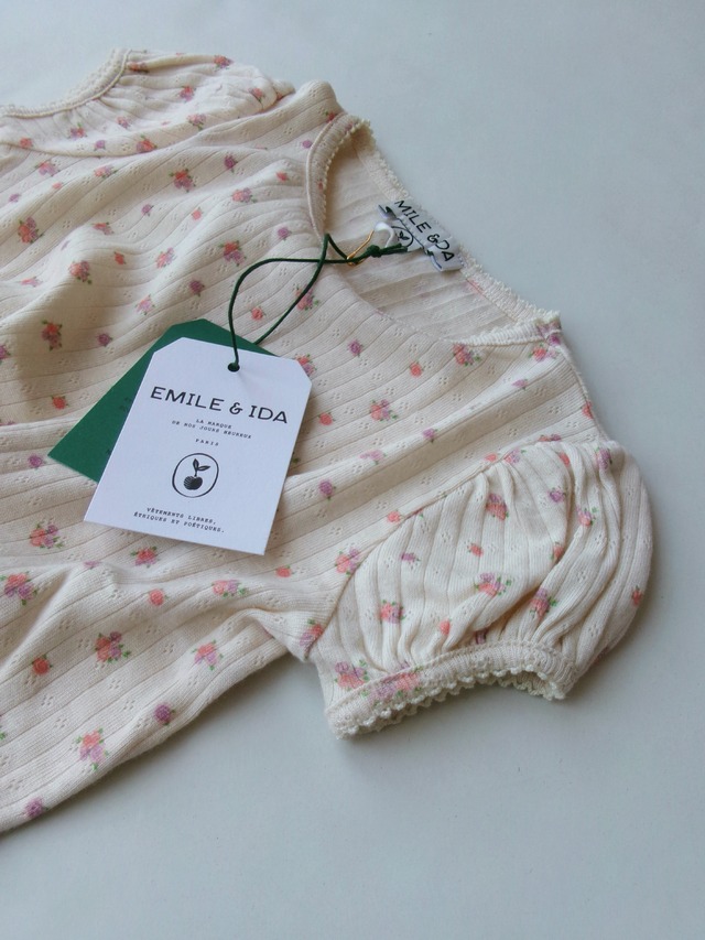 【Emile et Ida】Cream Floral Modal Pointelle T-shirt