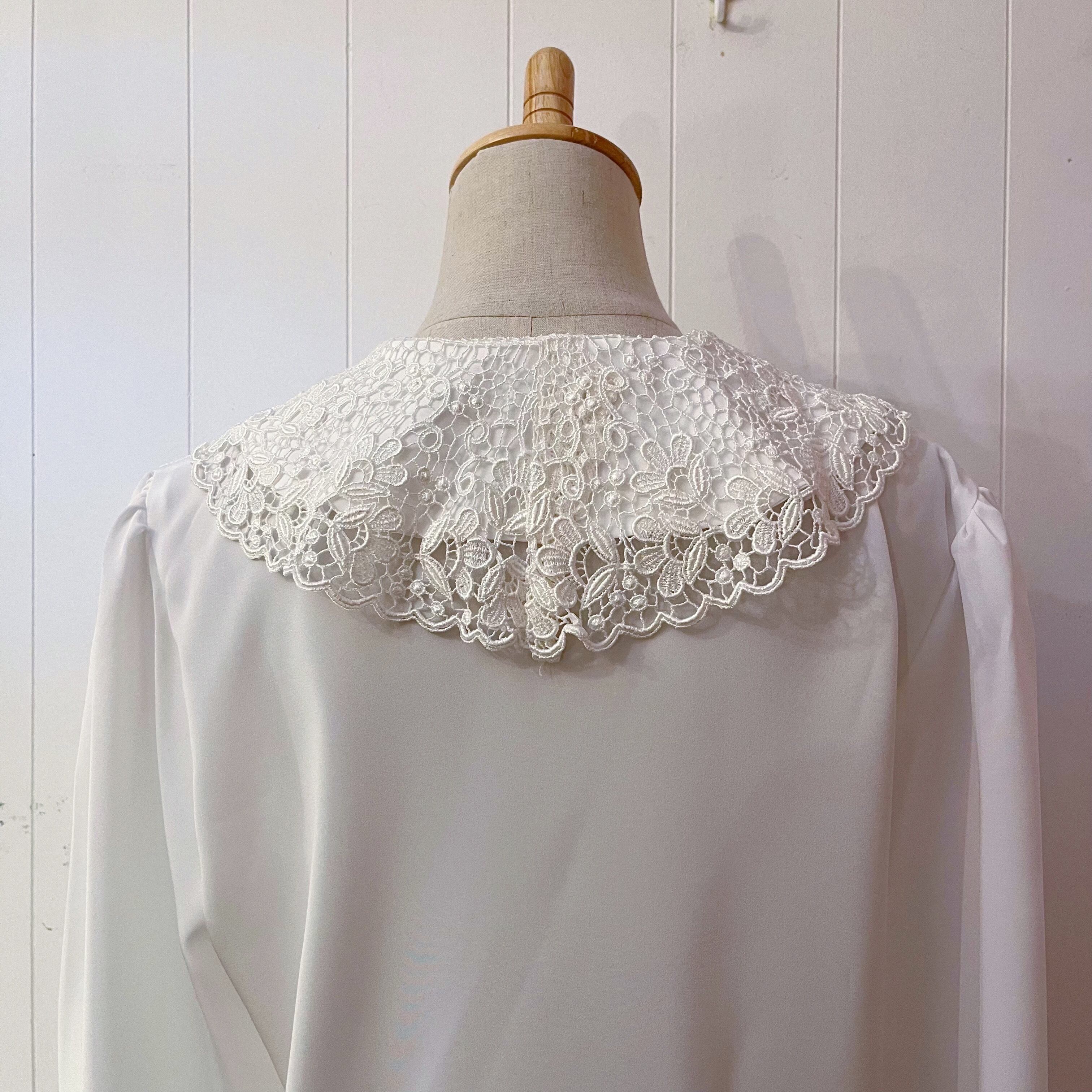 flower leaf lace white blouse