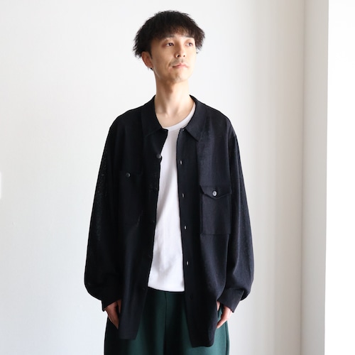 MEIAS “LINEN CHAMBRAY KNIT SHIRTS ( Black )”