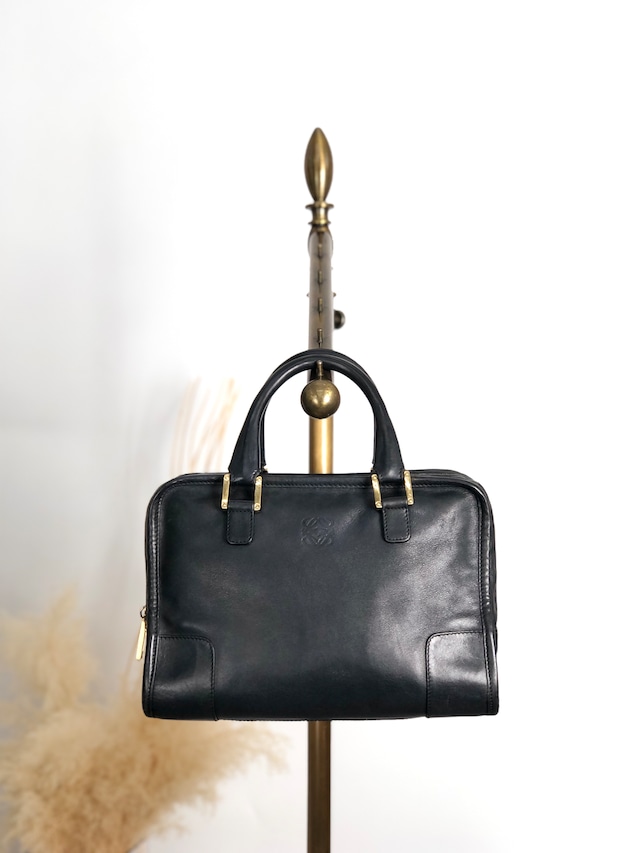 LOEWE ロエベ アマソナ36 ハンドバッグ ブラック アナグラム レザー ミニボストン vintage ヴィンテージ オールド gc7zrx