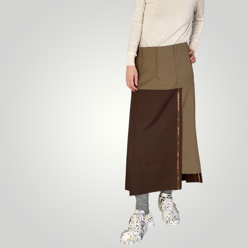 ZOZOTTE  remake asymmetry skirt／リメイク アシンメトリースカート／ブラウン系