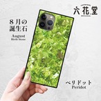 iPhoneケース ペリドット 8月誕生石｜天然石柄スクエア型 GEM070