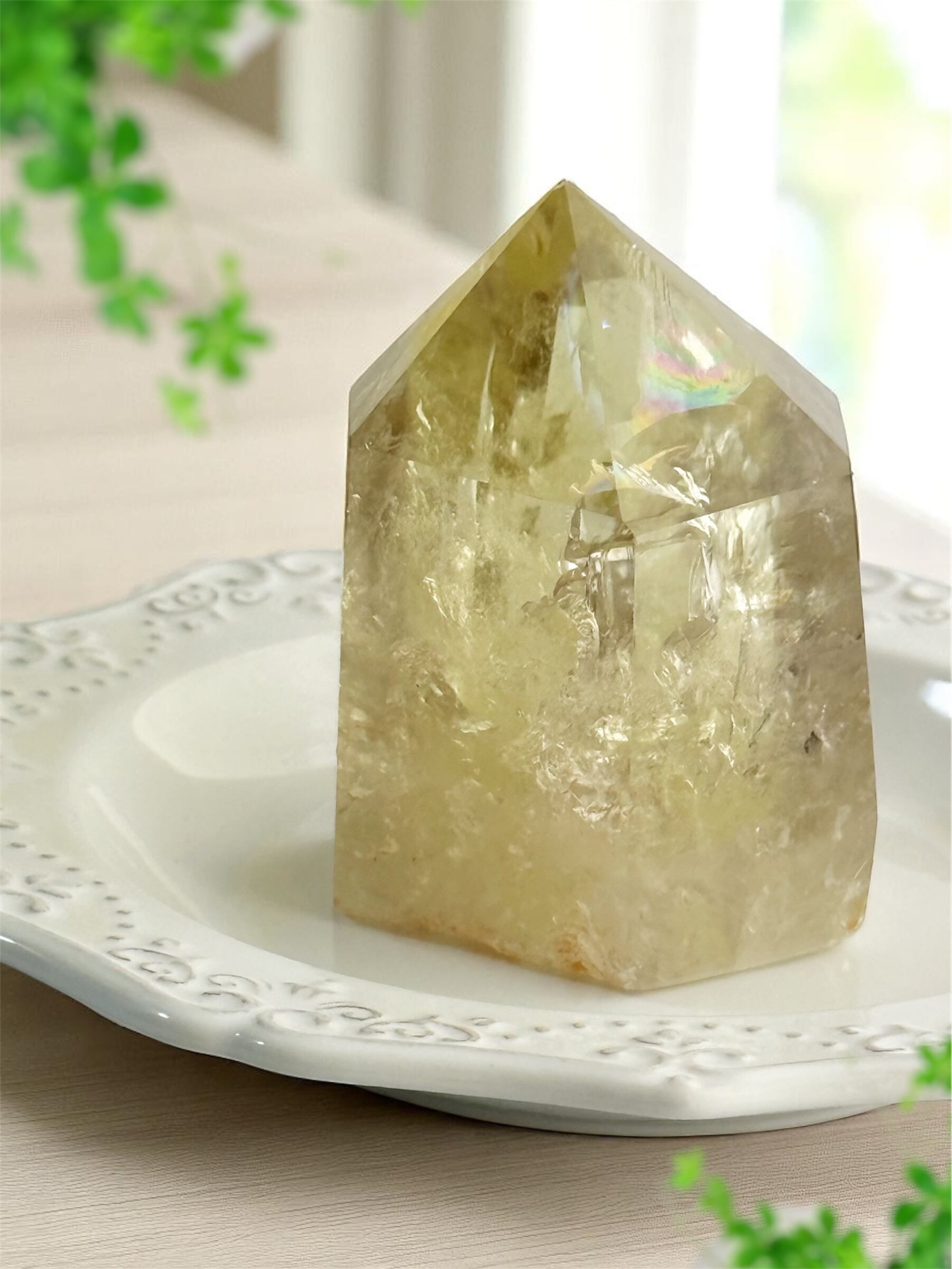 天然石 九尾の狐 幸福 九尾キツネ 黄水晶 西瓜水晶 白水晶