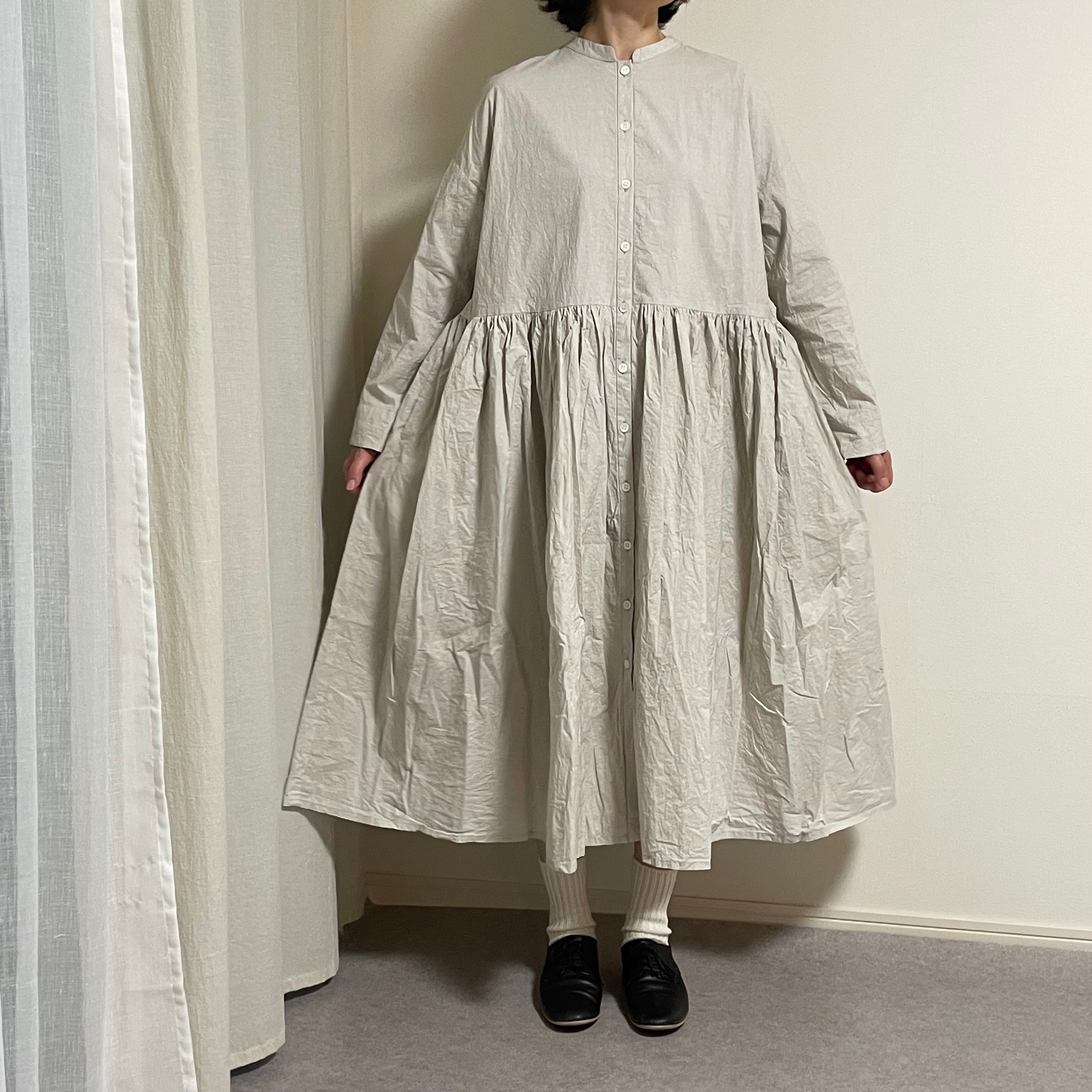 Gauze# SWITCHING GATHER SHIRT DRESS/スイッチングギャザーシャツ