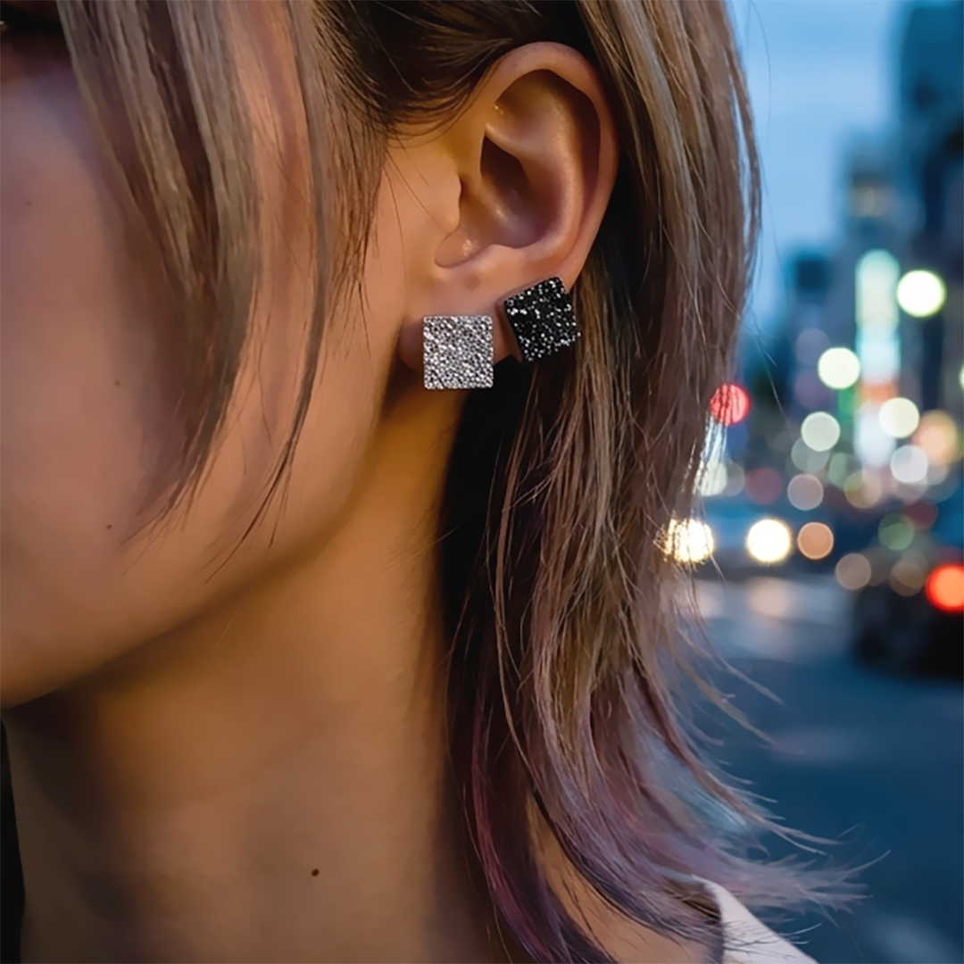 ドゥルージーアゲート スクエア ピアス / mineral square 【金属