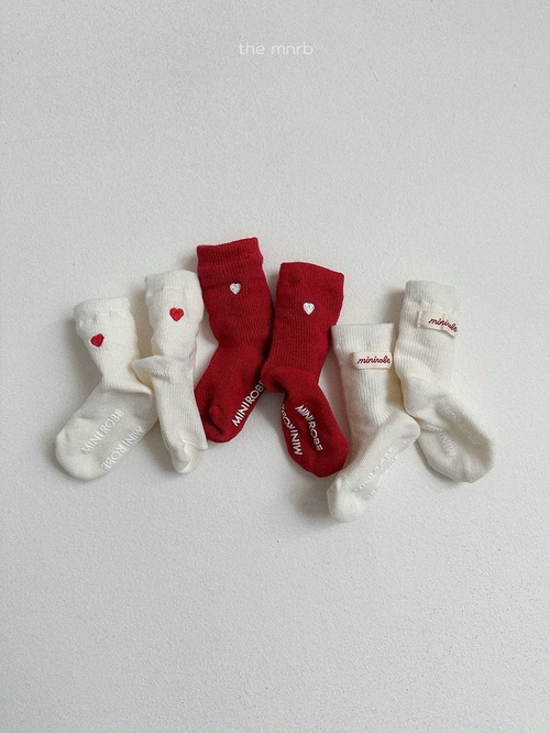 〘予約〙minirobe / Heart Logo Socks 3Set