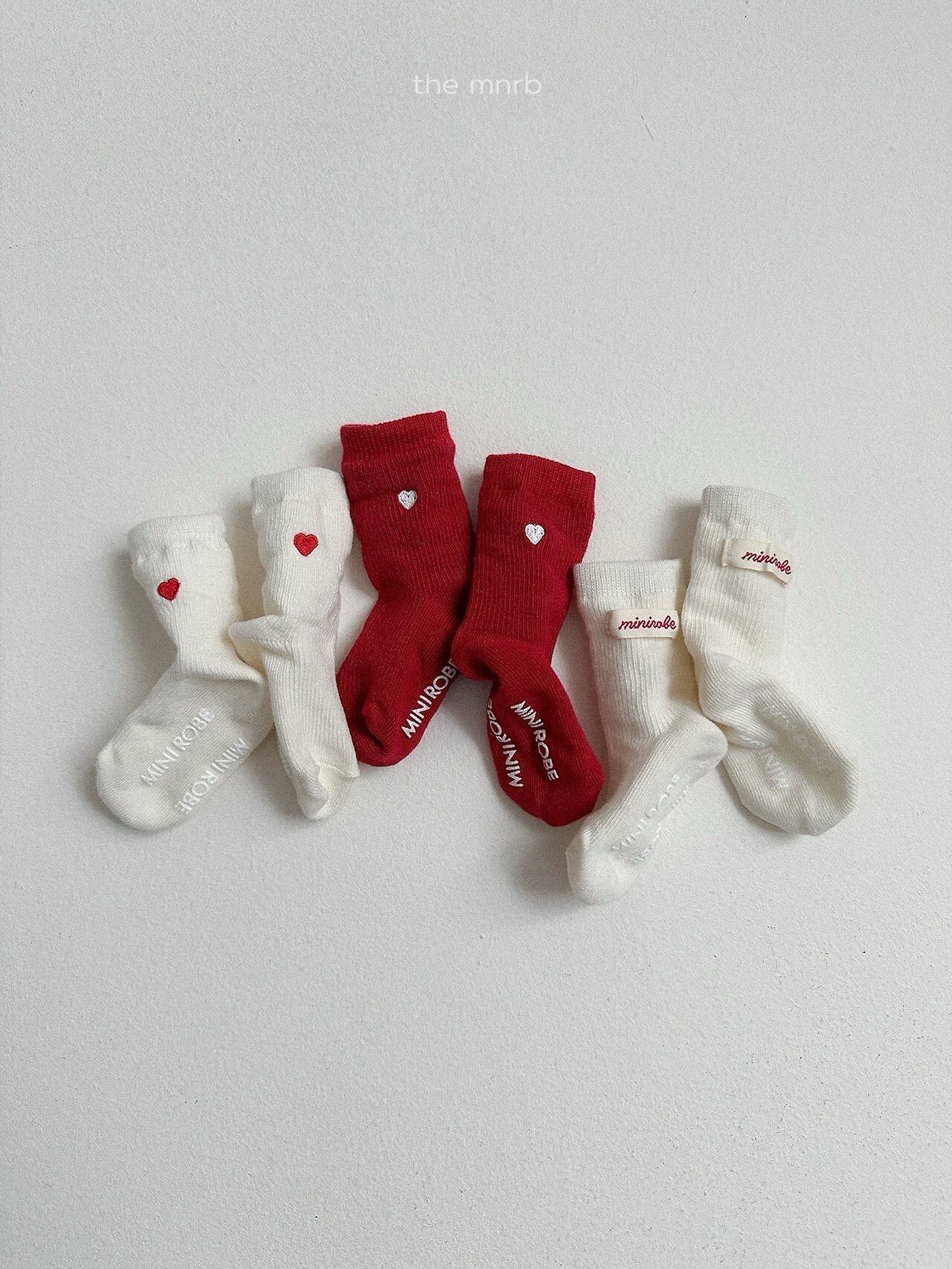 〘予約〙minirobe / Heart Logo Socks 3Set
