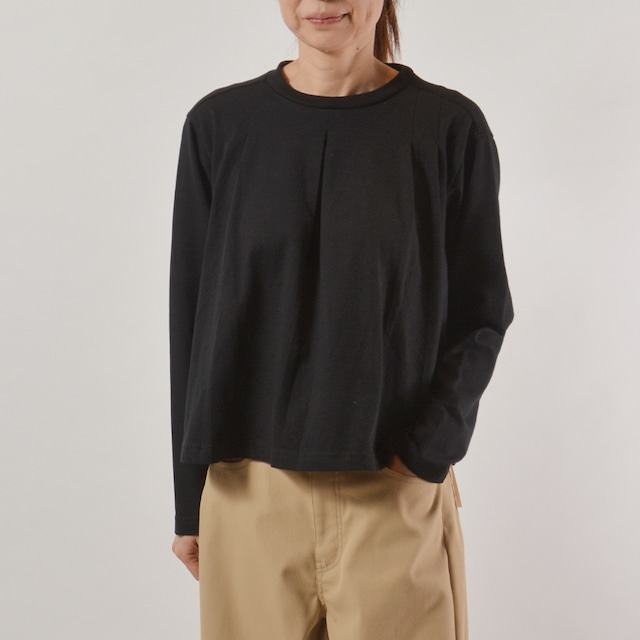 【１色】etre relie エトレリー 　タックフレアカットソー　色：ブラック　商品番号：761808