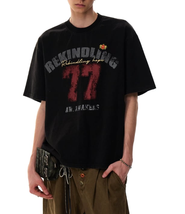 ユニセックス 77 ロゴ Tシャツ 半袖 Le148 | Lecono