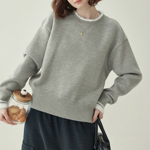 colorblock loose fit crew neck knit