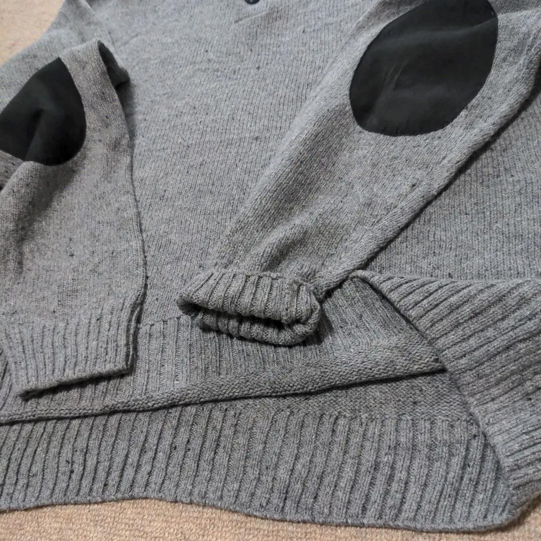 CHAPS コットンミックスニット ハーフボタン エルボーパッチ XL CHAPS コットンミックスニット ハーフボタン エルボーパッチ XL