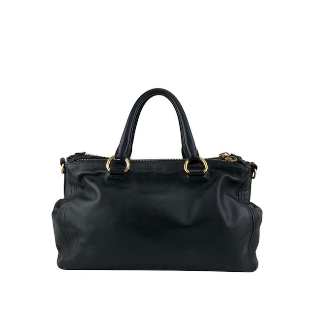 PRADA プラダ ショルダーバッグ ブラック ロゴ レザー ボストンバッグ vintage ヴィンテージ オールド k82hca