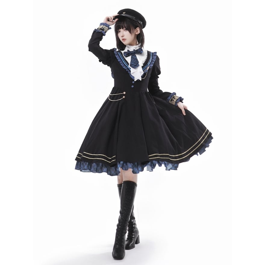 ゴスロリ通販 With U ファッション ミリロリ 軍服 長袖ワンピース