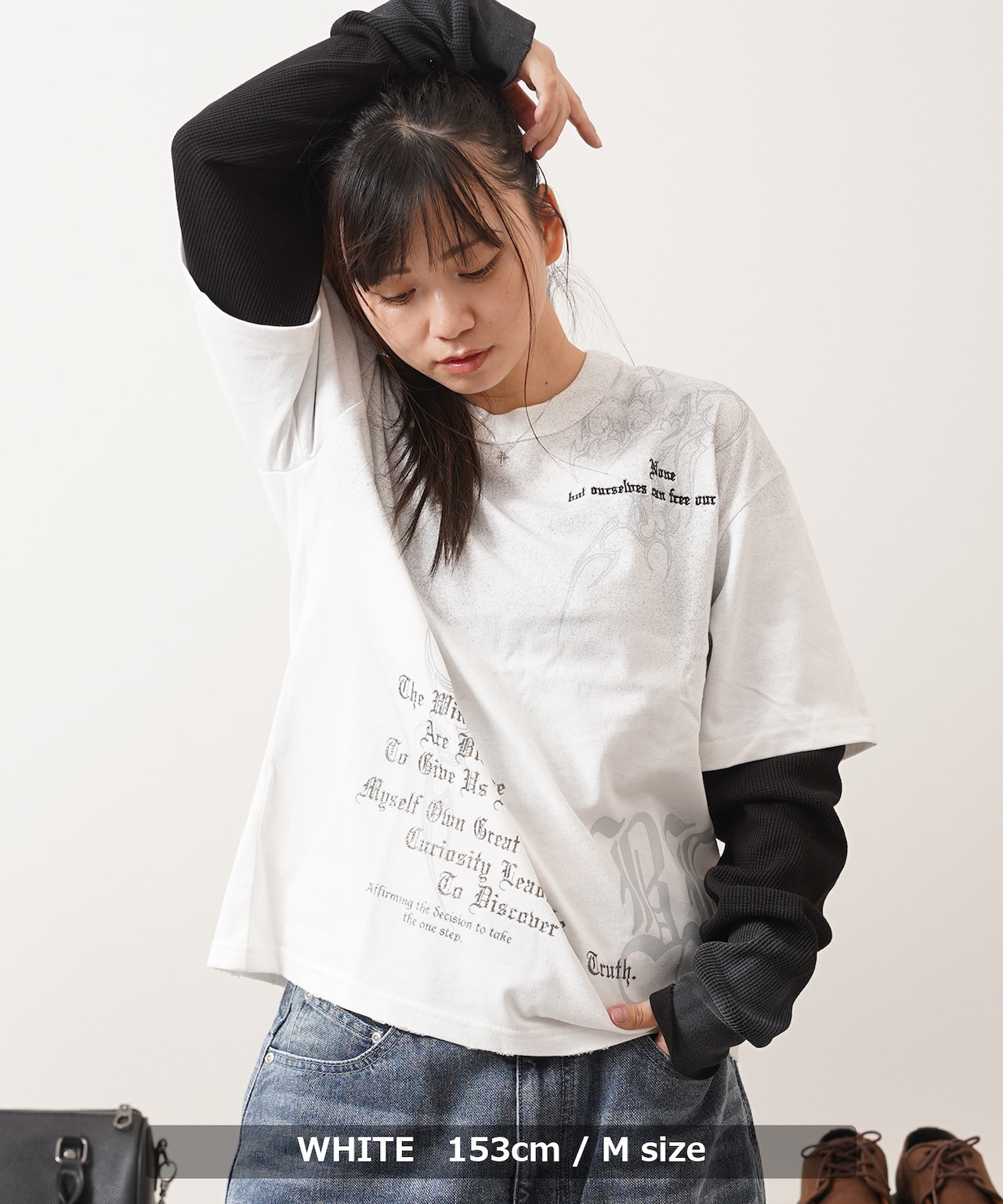 ◆トライバル柄 レイヤードロンTee◆gt-6322-362
