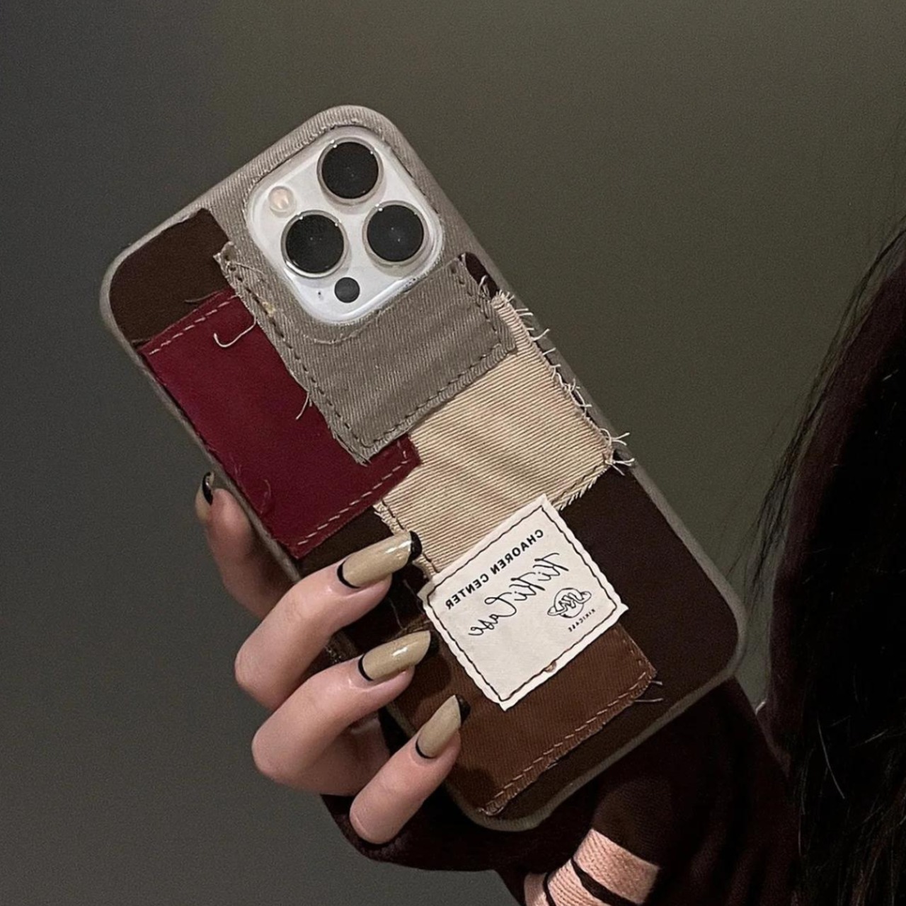 レトロ デニム キャンバス スプライシング かわいい iPhone 11 12 13 14 15 pro max 14plus スマホケース ≪3COLOR≫【0206】