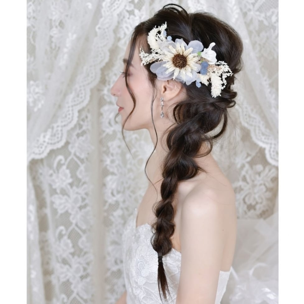 ドライフラワーヘッドドレス/ウェディングヘアアクセサリー 大サイズ