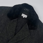 Paul Smith ポールスミス 中綿 裏キルティング ヘリンボーン ウール コート L/ダークグレー メンズ