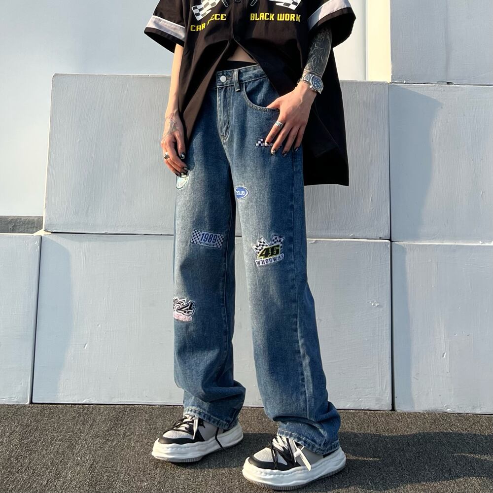 ボトムス ニッチなデザインのシックなヒップホップオールドスクールジーンズ j Yochico 独自のストリートトレンドを定義づけましょう