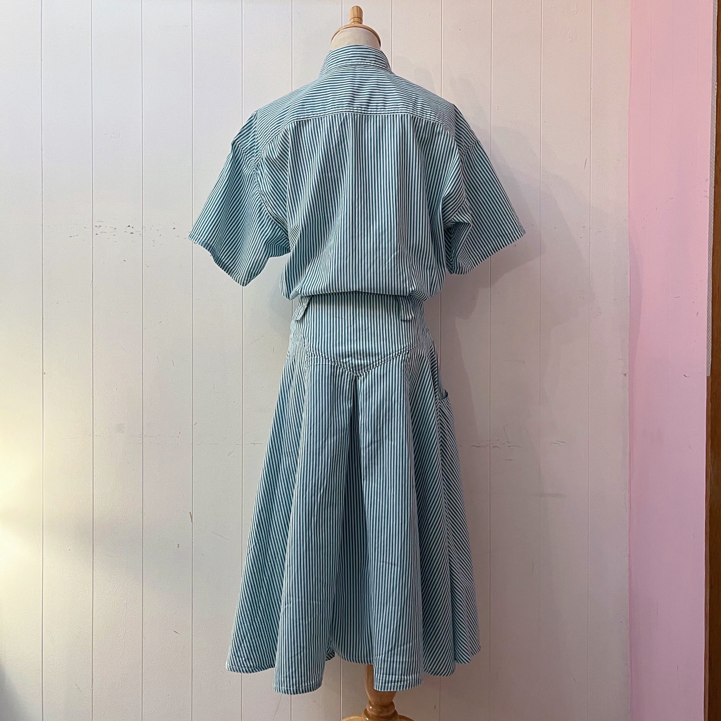 green stripe shirt one-piece
