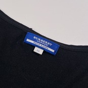 90s BURBERRY BLUE LABEL バーバリーブルーレーベル 七分袖 Vネック カーディガン サイズ 38 /ブラック系 レディース 三陽商会 ビンテージ