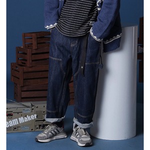 Work style wide denim pants  0176