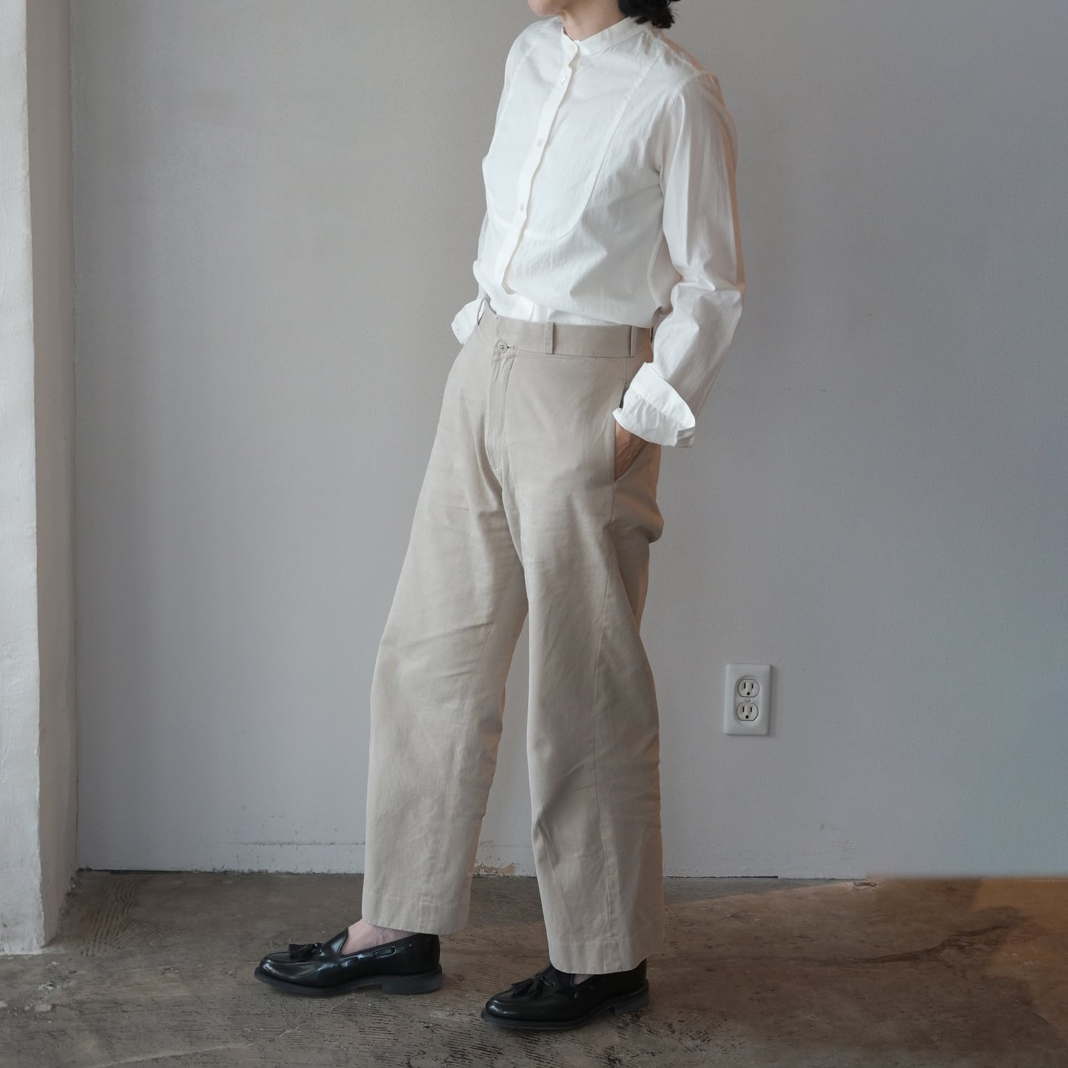 Houttuynia cordata Afternoon -スタンドカラーシャツ フロントヨーク 長袖-